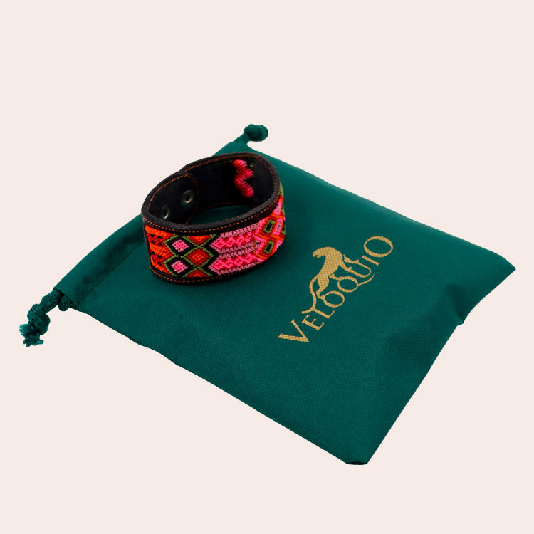 Pulsera Artesanal Rosa Mexicano