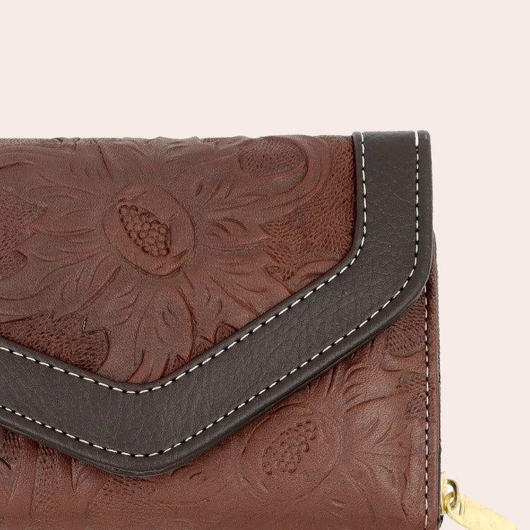 Cartera cincelada Piel Caqui