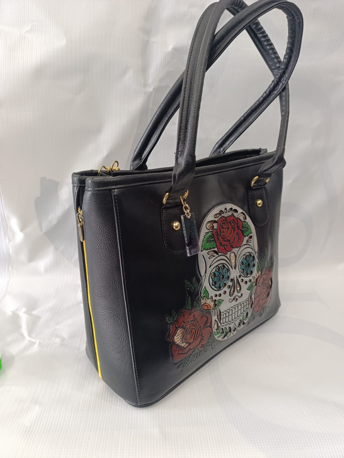 Bolso mexica calavera blanca