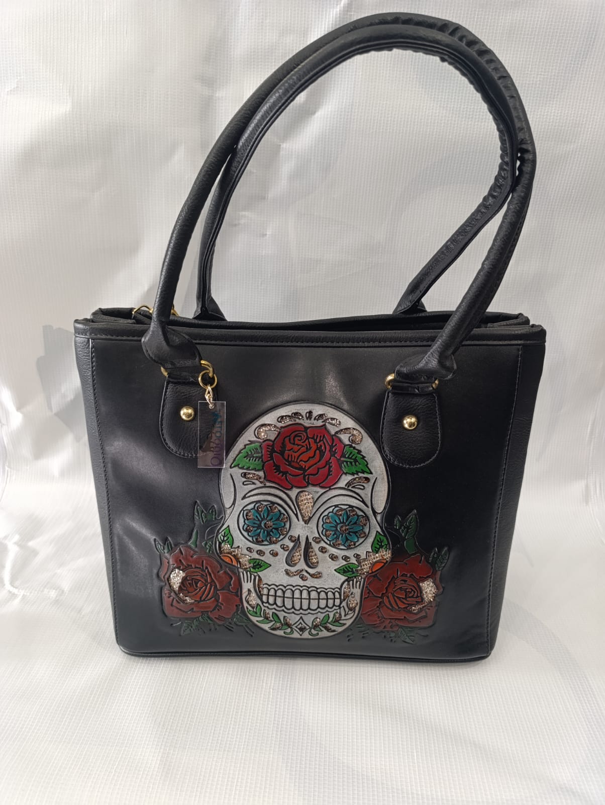 Bolso mexica calavera blanca