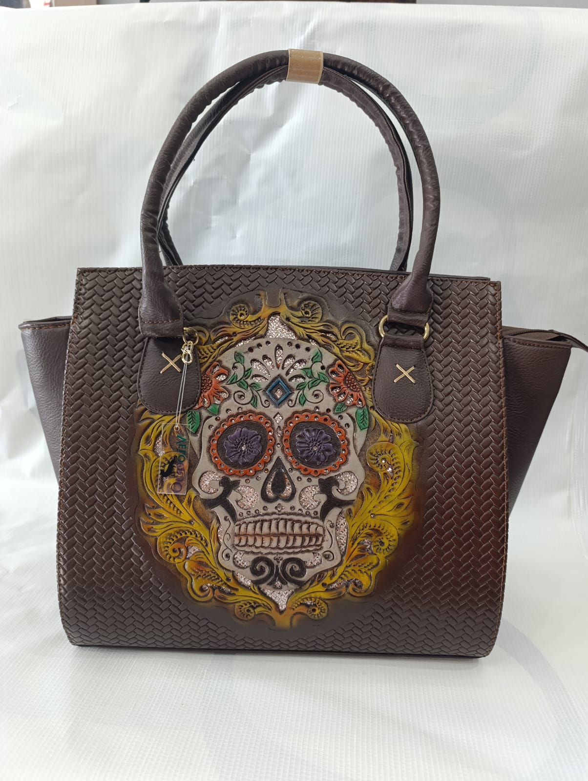 Bolsa mexica calavera amarillo