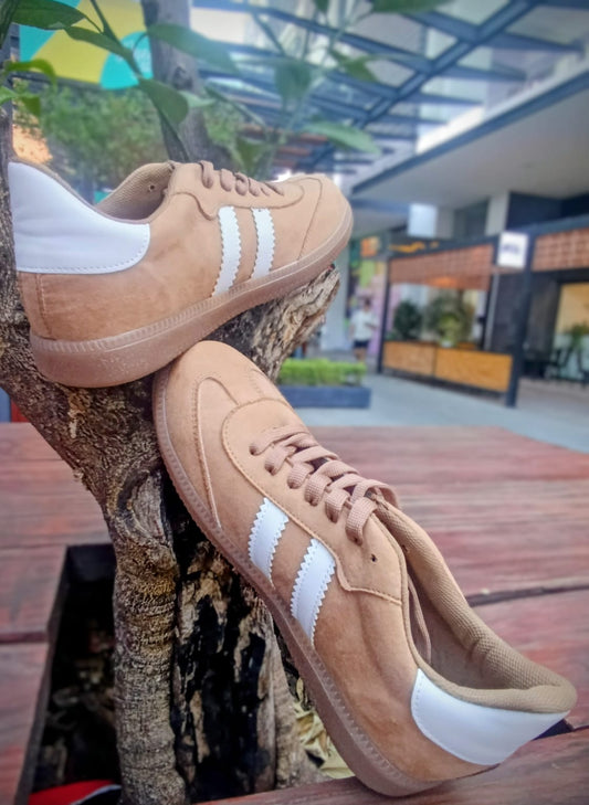 Tenis Durazno Piel sintética Camello Blanco