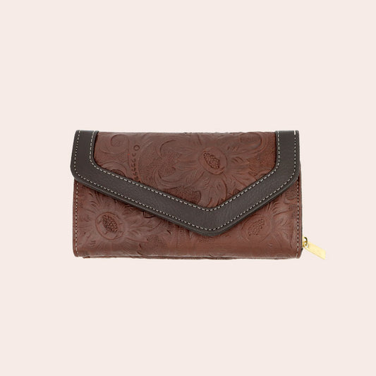 Cartera cincelada Piel Caqui